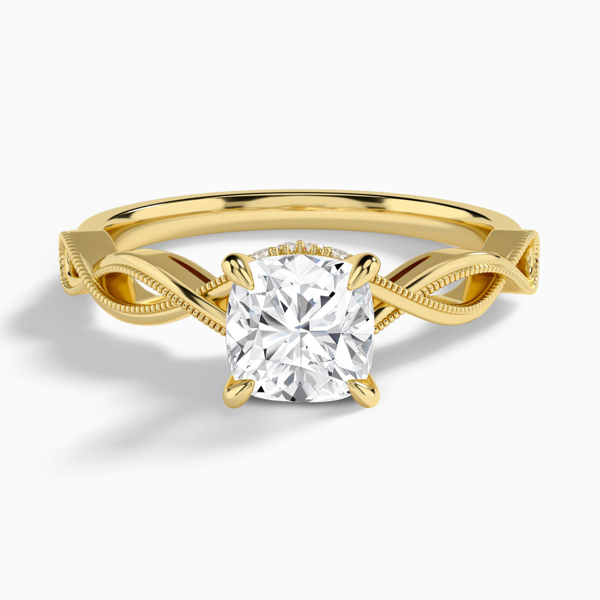 Cushion Petite Infinito Lab Diamond Engagement Ring In 14K Yellow Gold - Lucenjuri