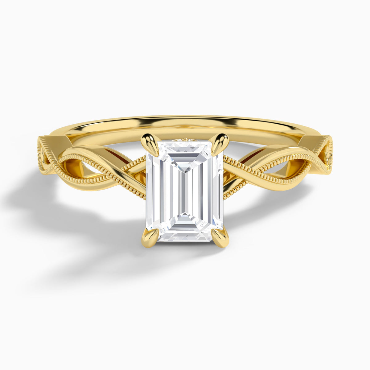 Emerald Petite Infinito Lab Diamond Engagement Ring In 14K Yellow Gold - Lucenjuri