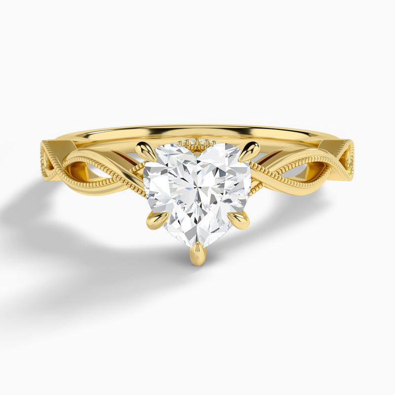 Heart Petite Infinito Lab Diamond Engagement Ring In 18K Yellow Gold - Lucenjuri