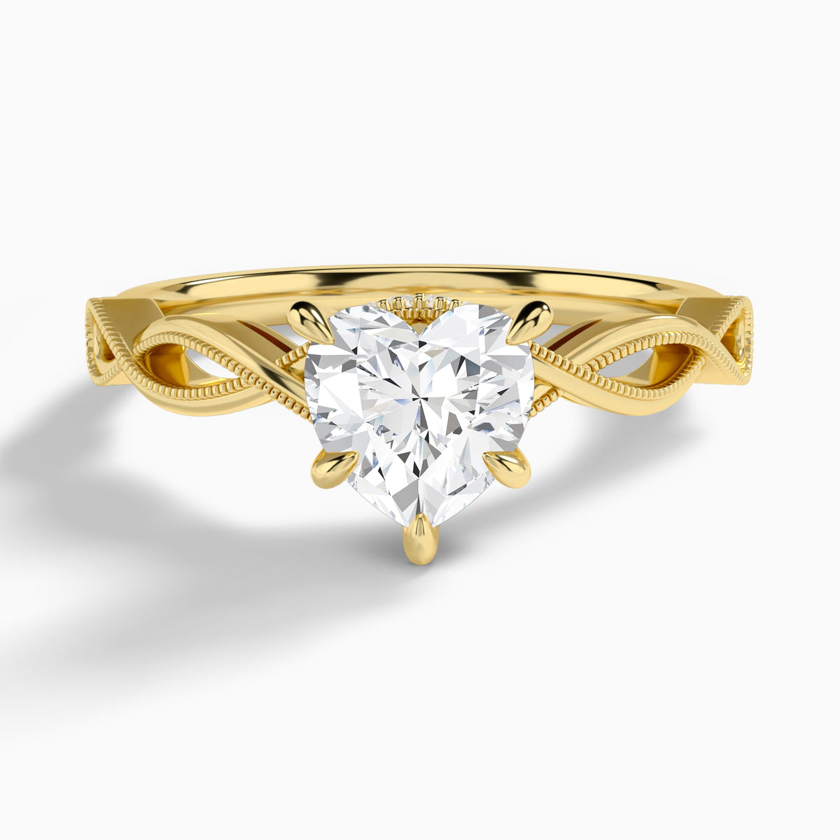 Heart Petite Infinito Lab Diamond Engagement Ring In 18K Yellow Gold - Lucenjuri