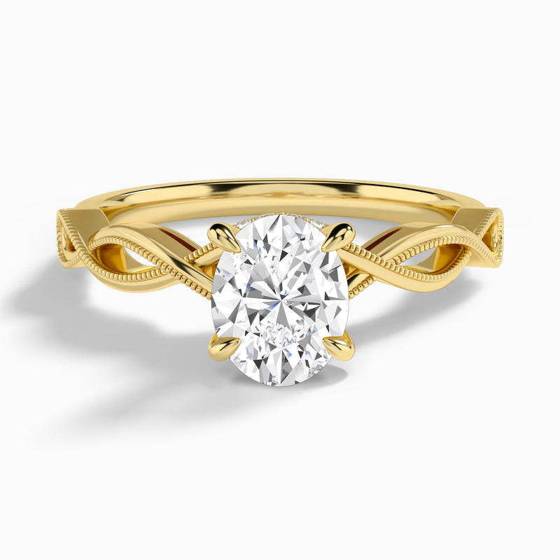 Oval Petite Infinito Lab Diamond Engagement Ring In 18K Yellow Gold - Lucenjuri