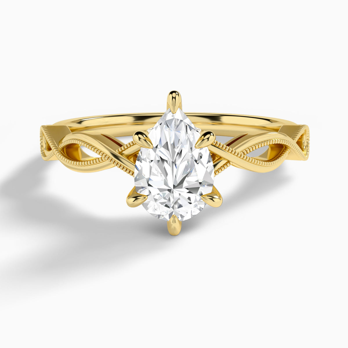 Pear Petite Infinito Lab Diamond Engagement Ring In 18K Yellow Gold - Lucenjuri
