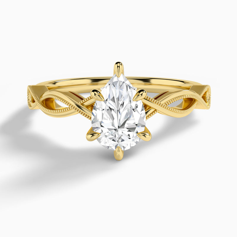 Pear Petite Infinito Lab Diamond Engagement Ring In 14K Yellow Gold - Lucenjuri