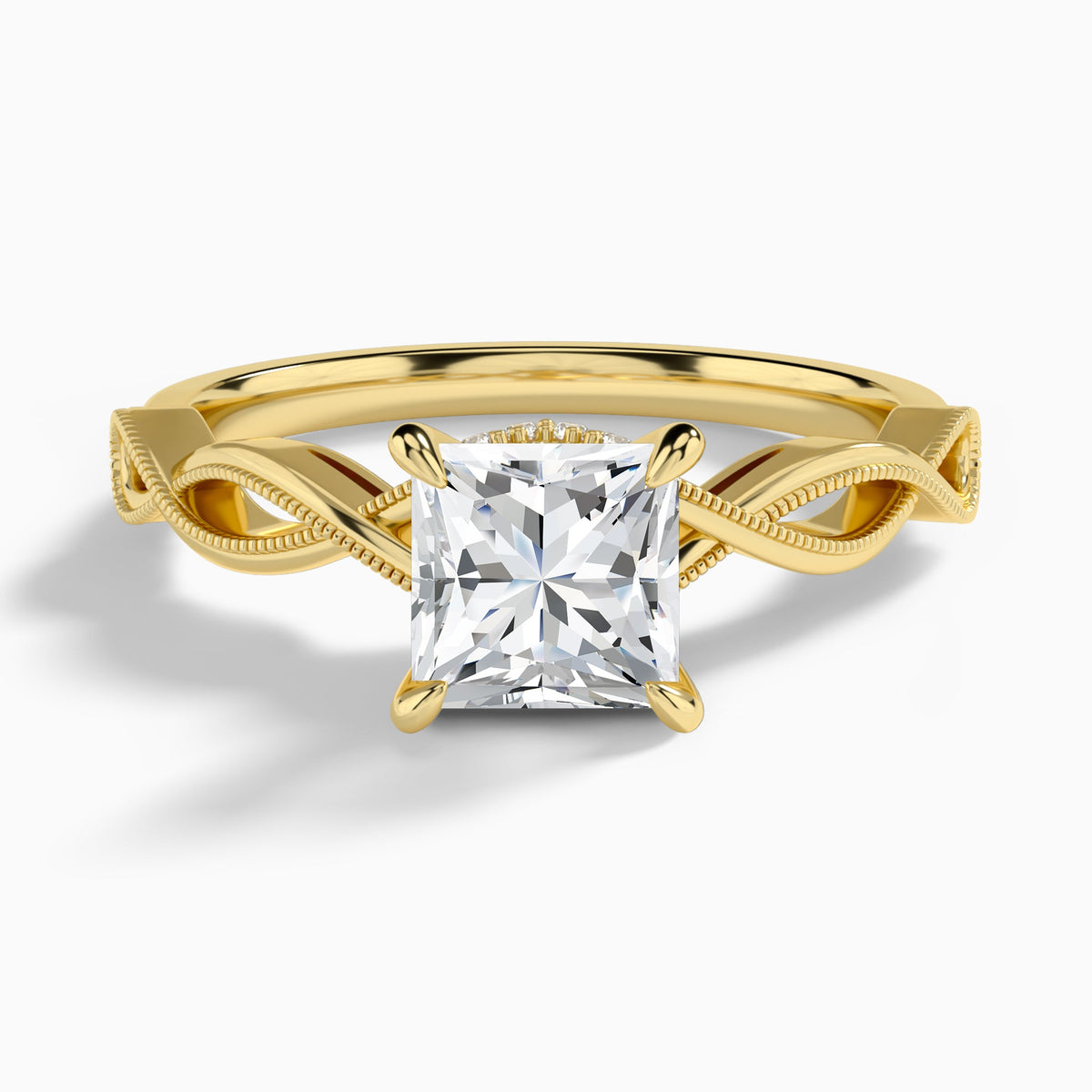 Princess Petite Infinito Lab Diamond Engagement Ring In 18K Yellow Gold - Lucenjuri