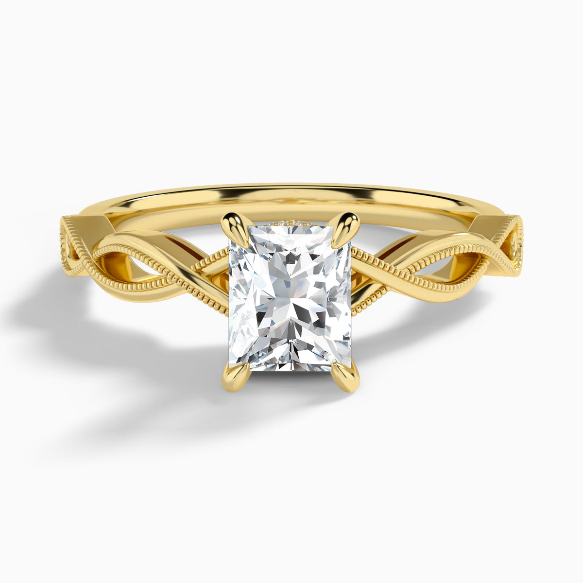Radiant Petite Infinito Lab Diamond Engagement Ring In 18K Yellow Gold - Lucenjuri