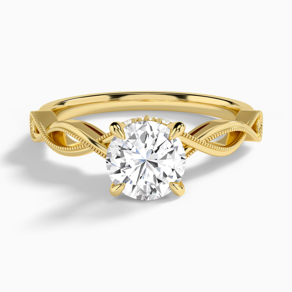 Round Petite Infinito Lab Diamond Engagement Ring In 14K Yellow Gold - Lucenjuri
