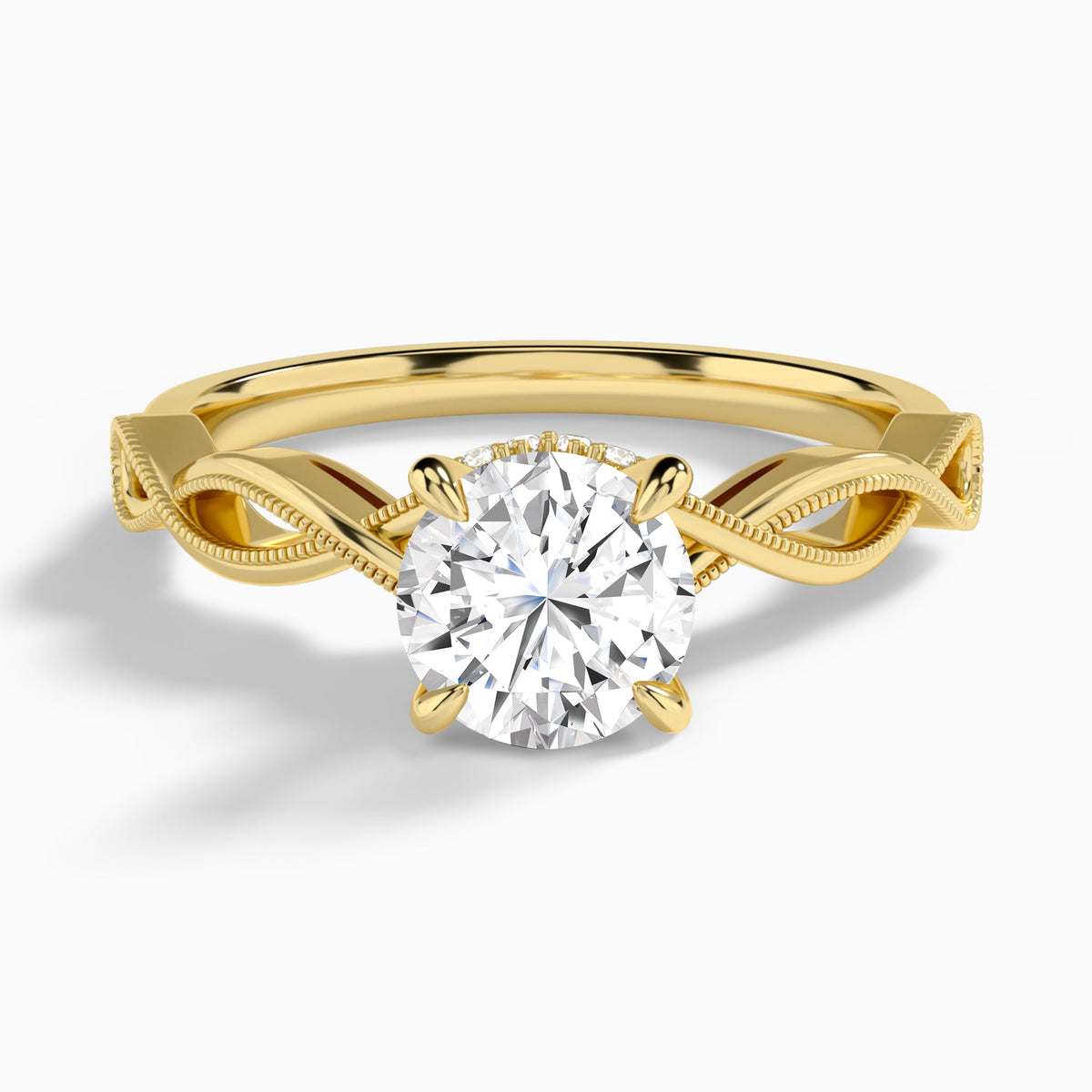 Round Petite Infinito Lab Diamond Engagement Ring In 18K Yellow Gold - Lucenjuri