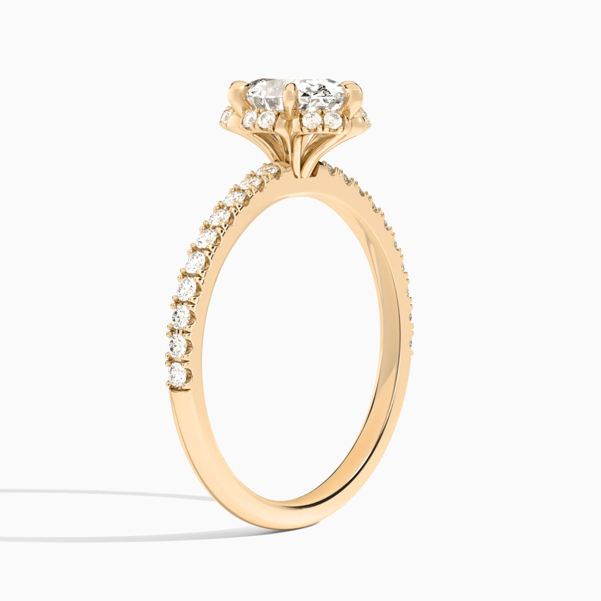 Oval Verity Lab Grown Diamond Engagement Ring In 14K Rose Gold, Angle View