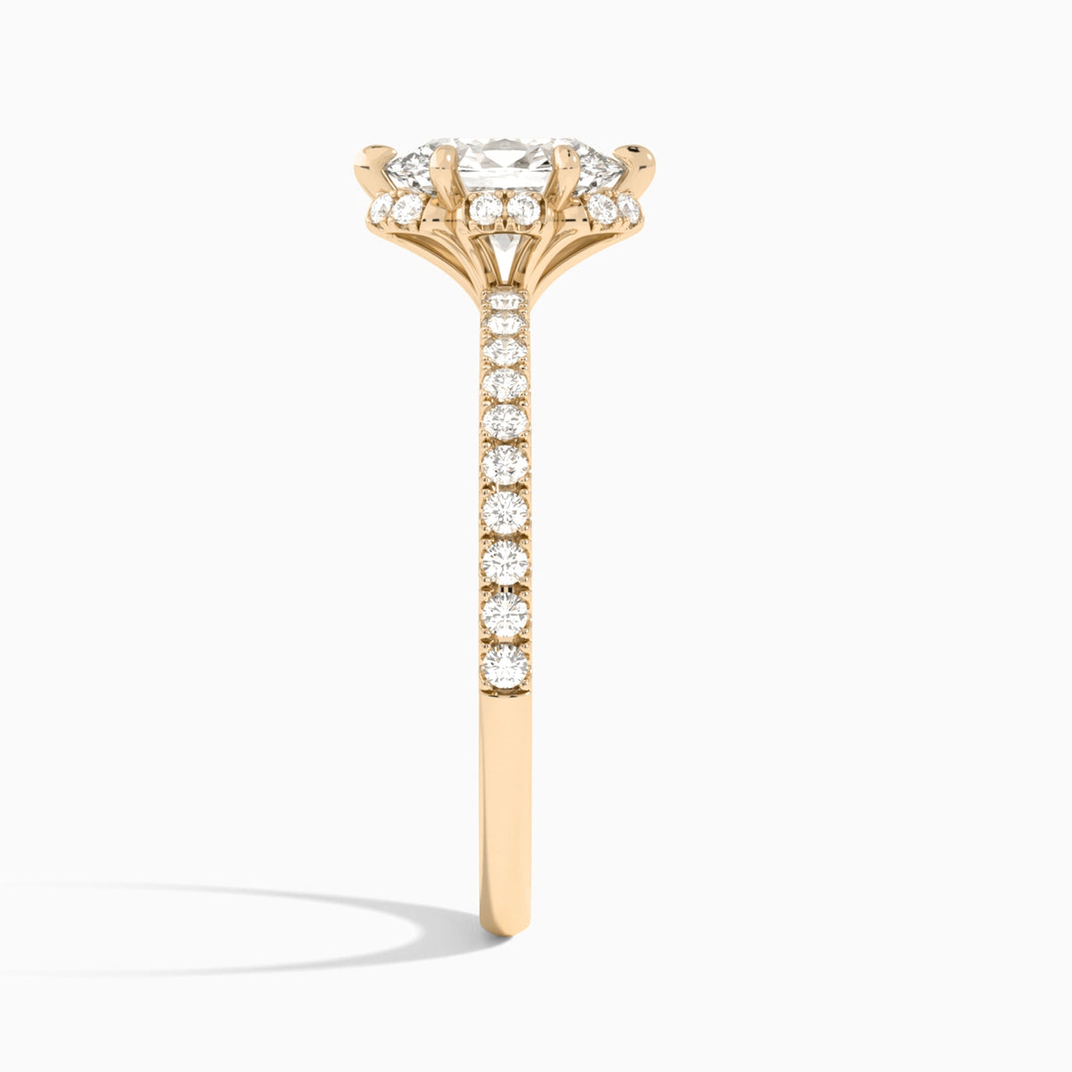 Oval Verity Lab Grown Diamond Engagement Ring In 14K Rose Gold, Side View