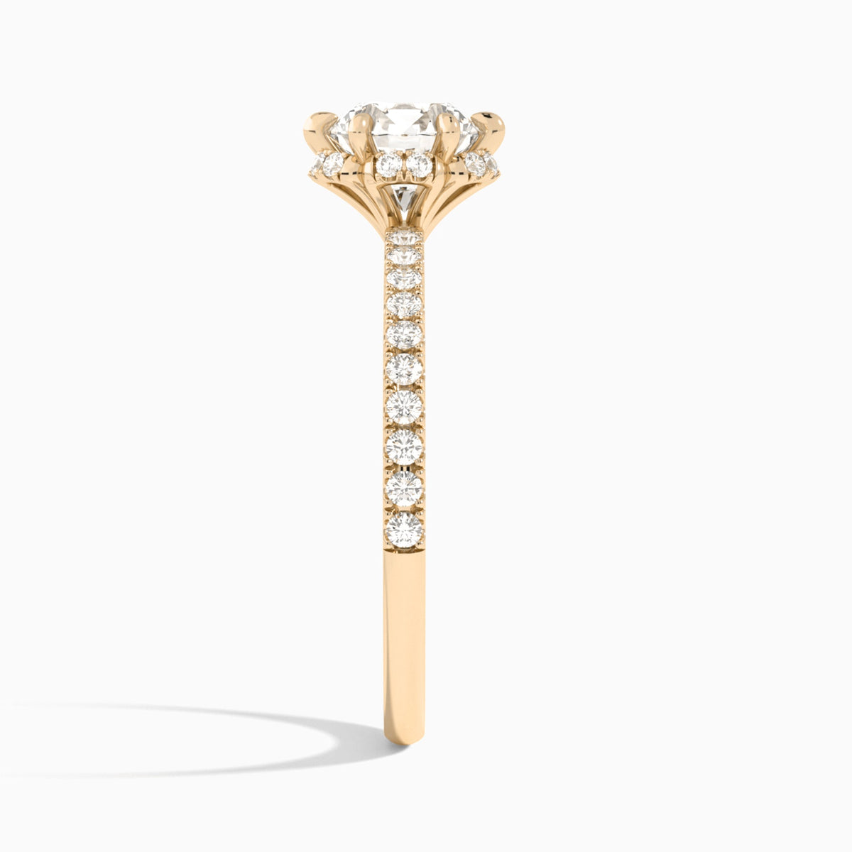 Round Verity Lab Grown Diamond Engagement Ring In 14K Rose Gold, Side View