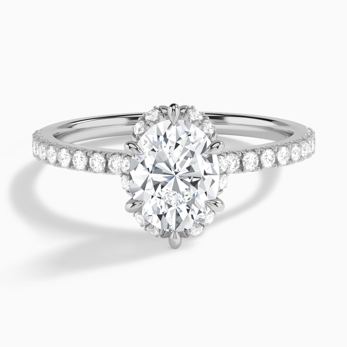 Oval Verity Lab Grown Diamond Engagement Ring In 18K White Gold - Lucenjuri