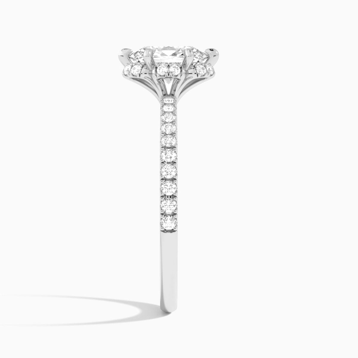 Oval Verity Lab Grown Diamond Engagement Ring In 18K White Gold, Side View