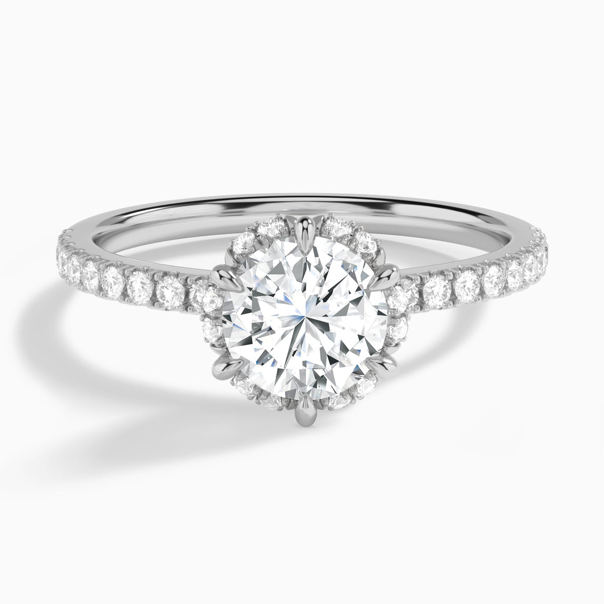 Round Verity Lab Grown Diamond Engagement Ring In 18K White Gold - Lucenjuri