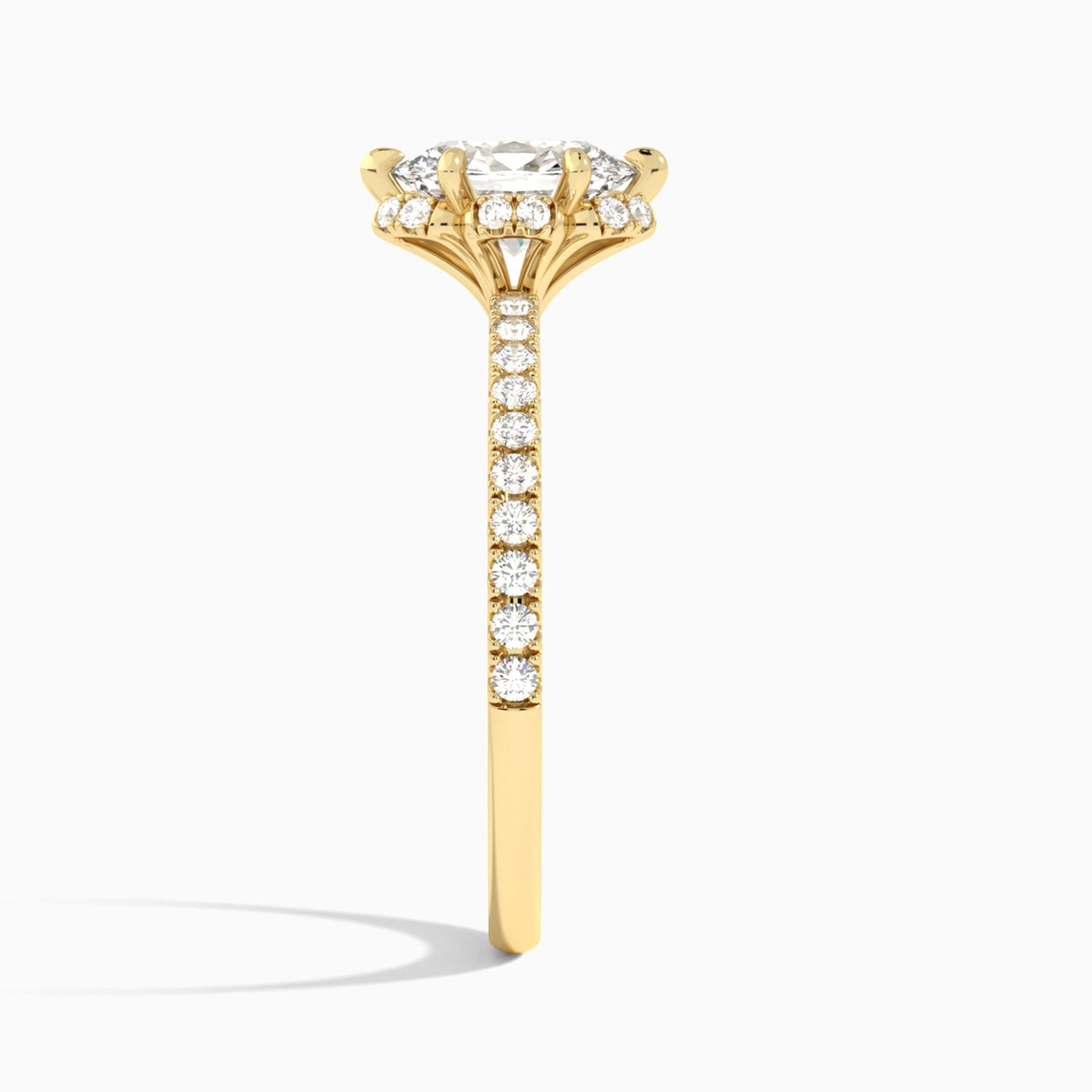 Oval Verity Lab Grown Diamond Engagement Ring In 18K Yellow Gold, Side View