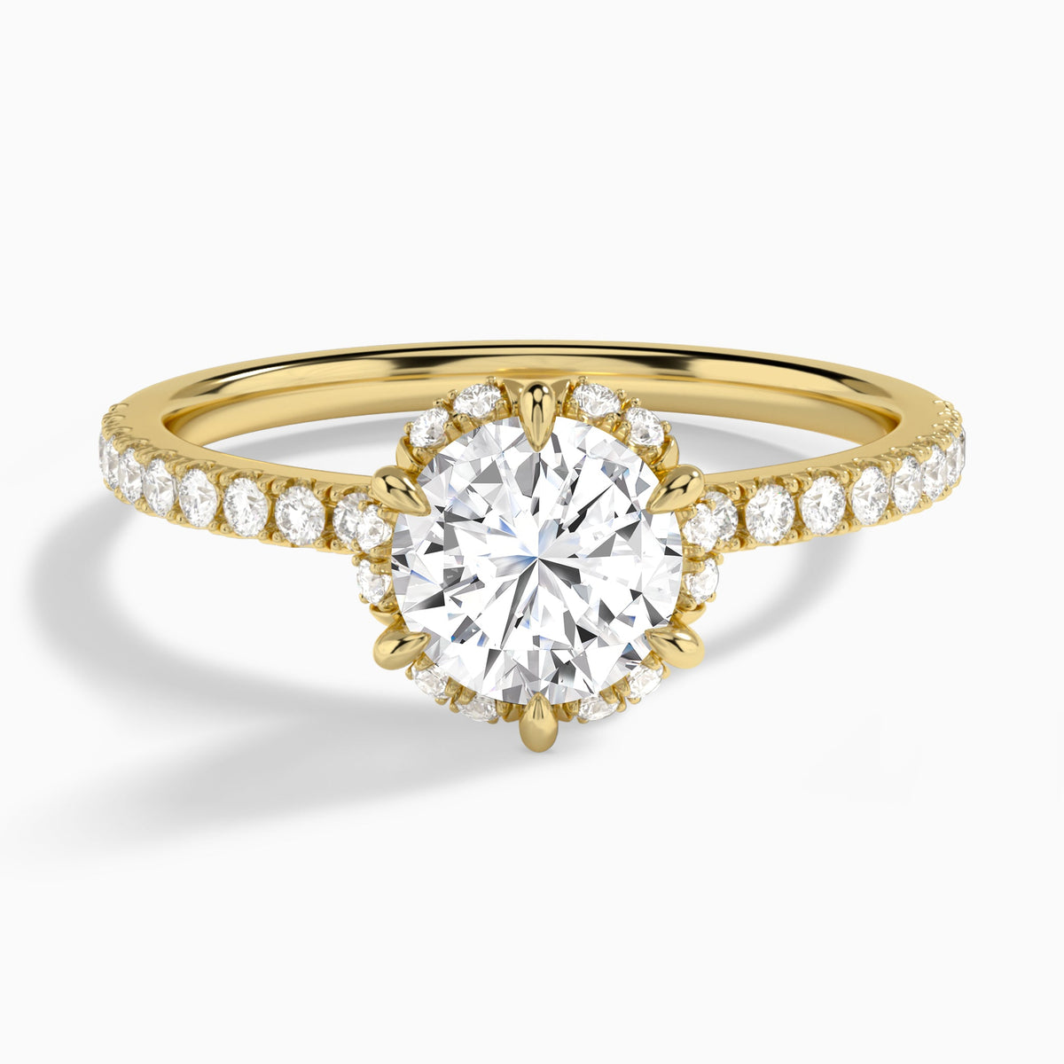 Round Verity Lab Grown Diamond Engagement Ring In 14K Yellow Gold - Lucenjuri