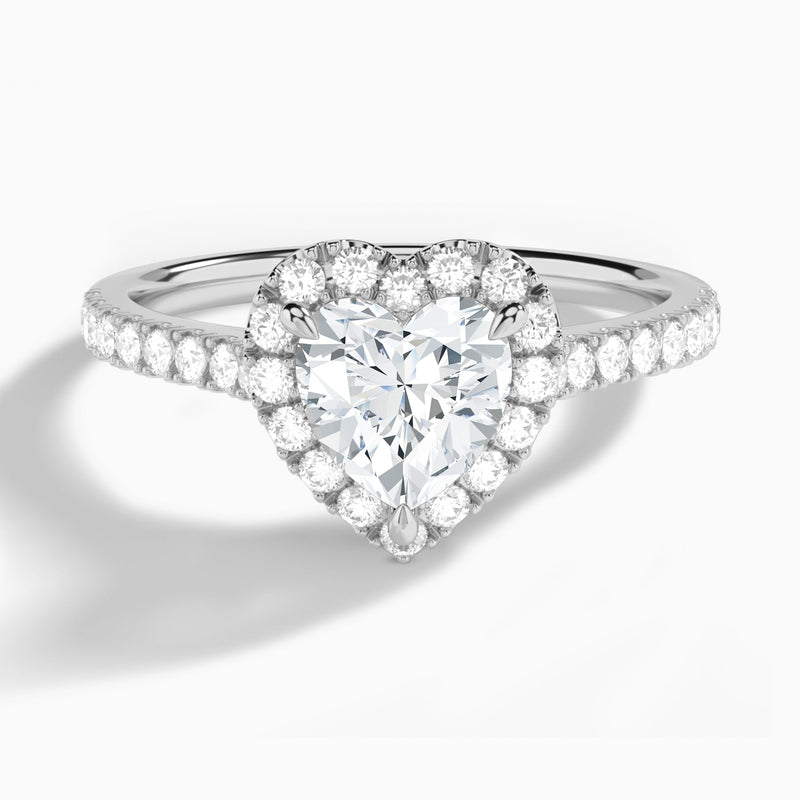 Heart Gwendolyn Halo Lab Grown Diamond Engagement Ring In Platinum - Lucenjuri