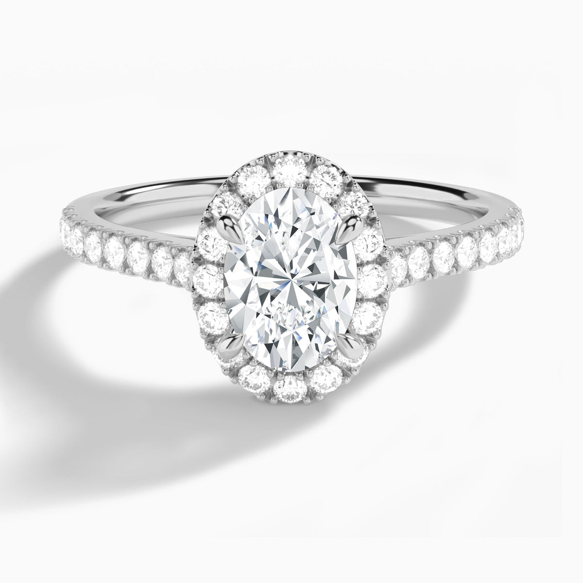Oval Gwendolyn Halo Lab Grown Diamond Engagement Ring In Platinum - Lucenjuri