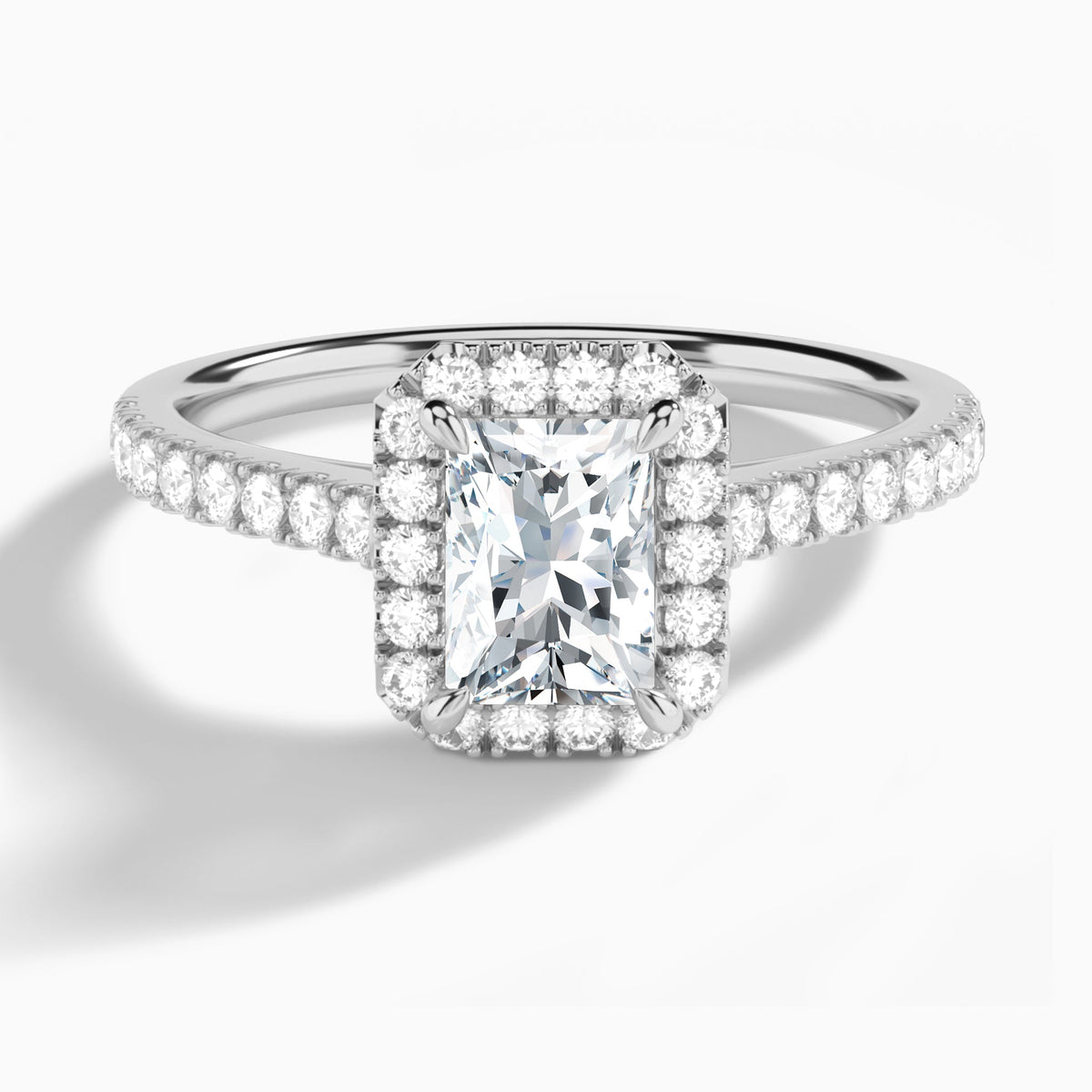 Radiant Gwendolyn Halo Lab Grown Diamond Engagement Ring In Platinum - Lucenjuri