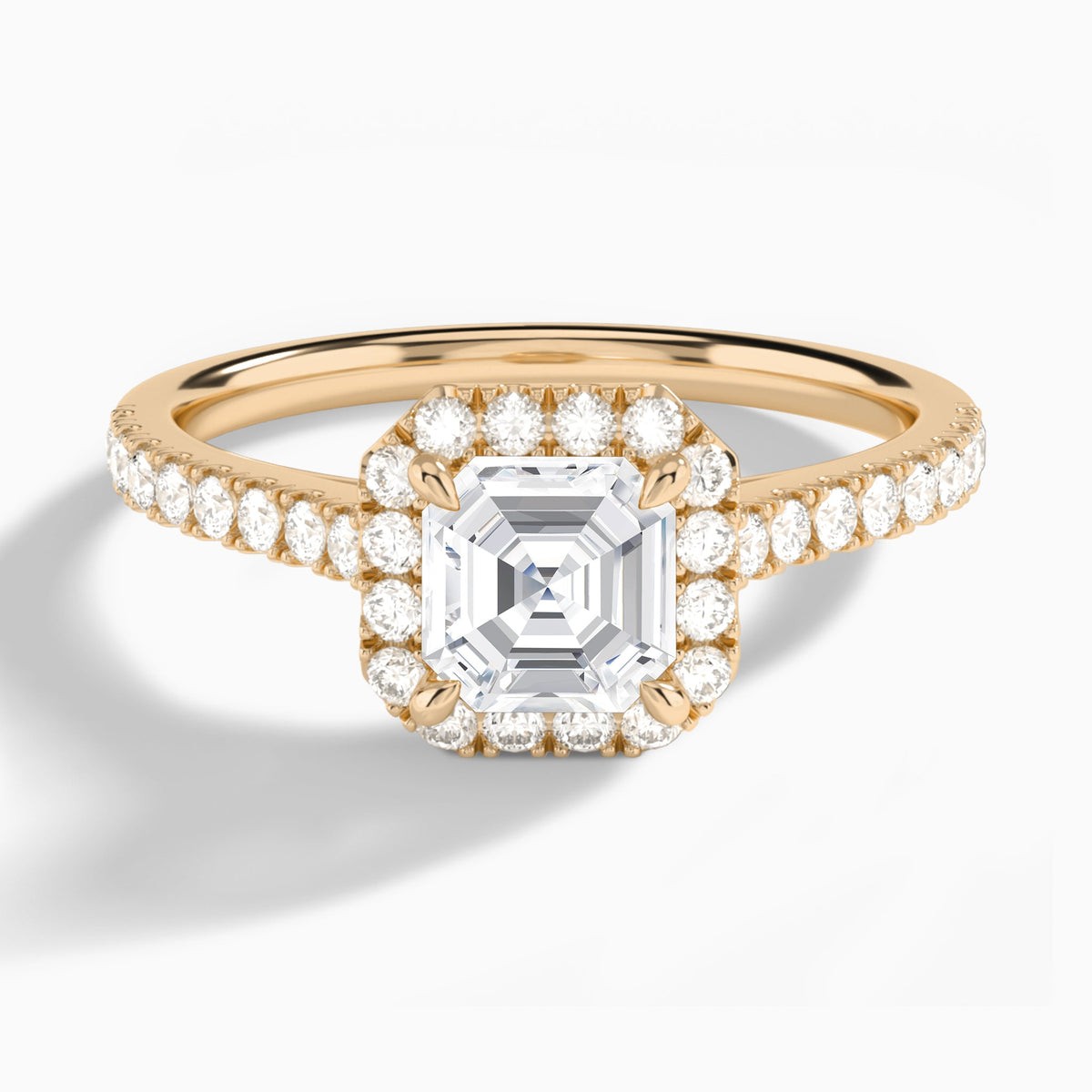 Asscher Gwendolyn Halo Lab Grown Diamond Engagement Ring In 14K Rose Gold - Lucenjuri