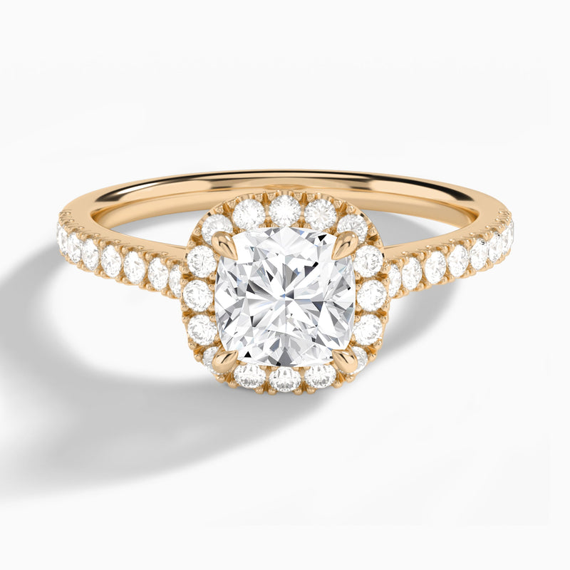 Cushion Gwendolyn Halo Lab Grown Diamond Engagement Ring In 14K Rose Gold - Lucenjuri