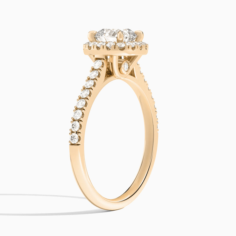 Cushion Gwendolyn Halo Lab Grown Diamond Engagement Ring In 14K Rose Gold, Angle View