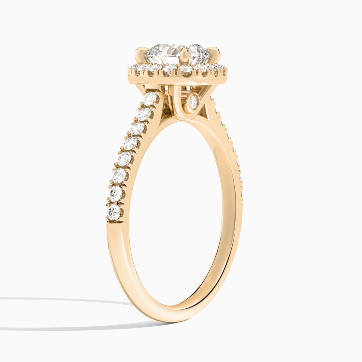 Cushion Gwendolyn Halo Lab Grown Diamond Engagement Ring In 14K Rose Gold, Angle View