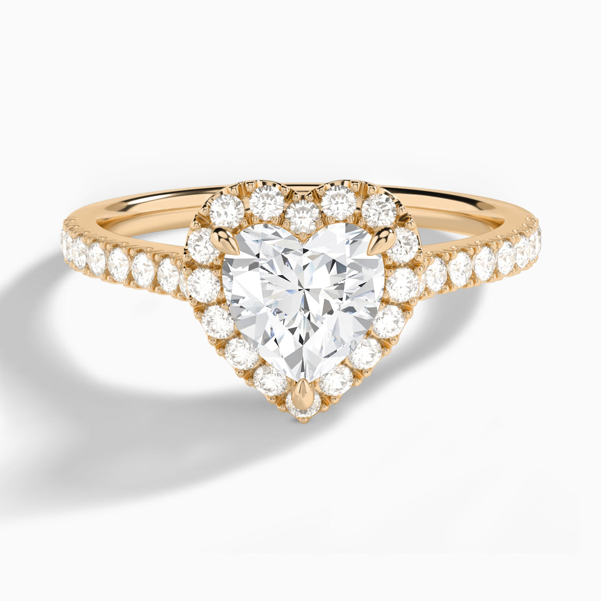 Heart Gwendolyn Halo Lab Grown Diamond Engagement Ring In 14K Rose Gold - Lucenjuri