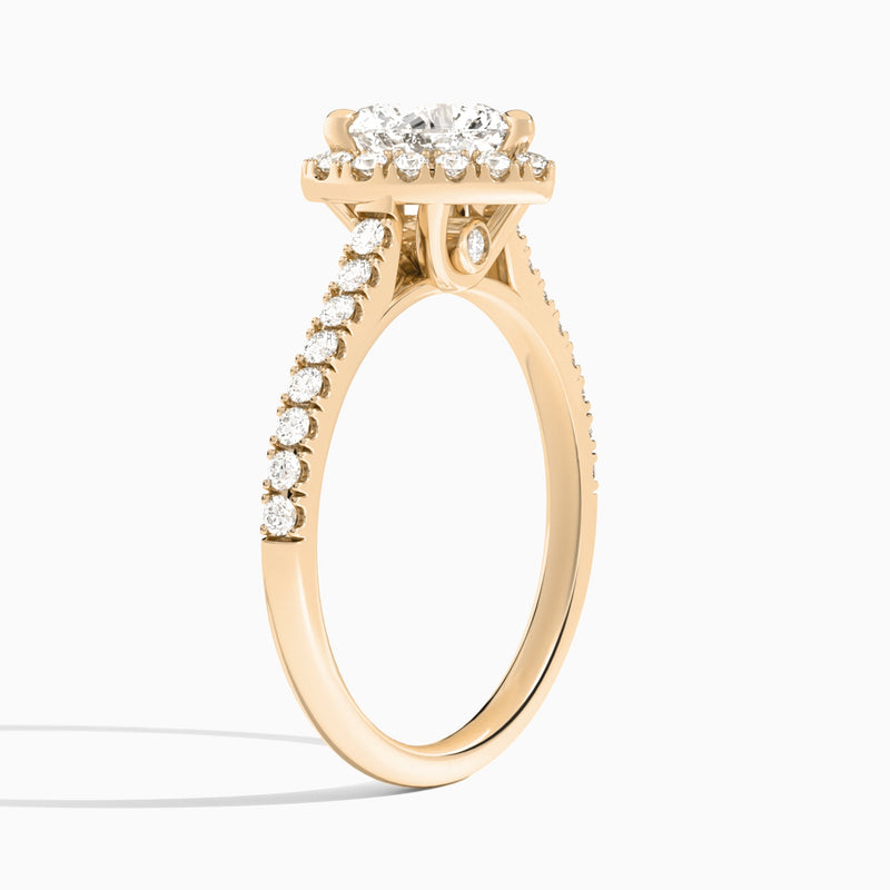 Heart Gwendolyn Halo Lab Grown Diamond Engagement Ring In 14K Rose Gold, Angle View