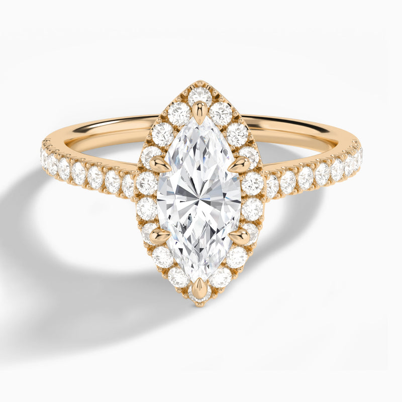 Marquise Gwendolyn Halo Lab Grown Diamond Engagement Ring In 14K Rose Gold - Lucenjuri