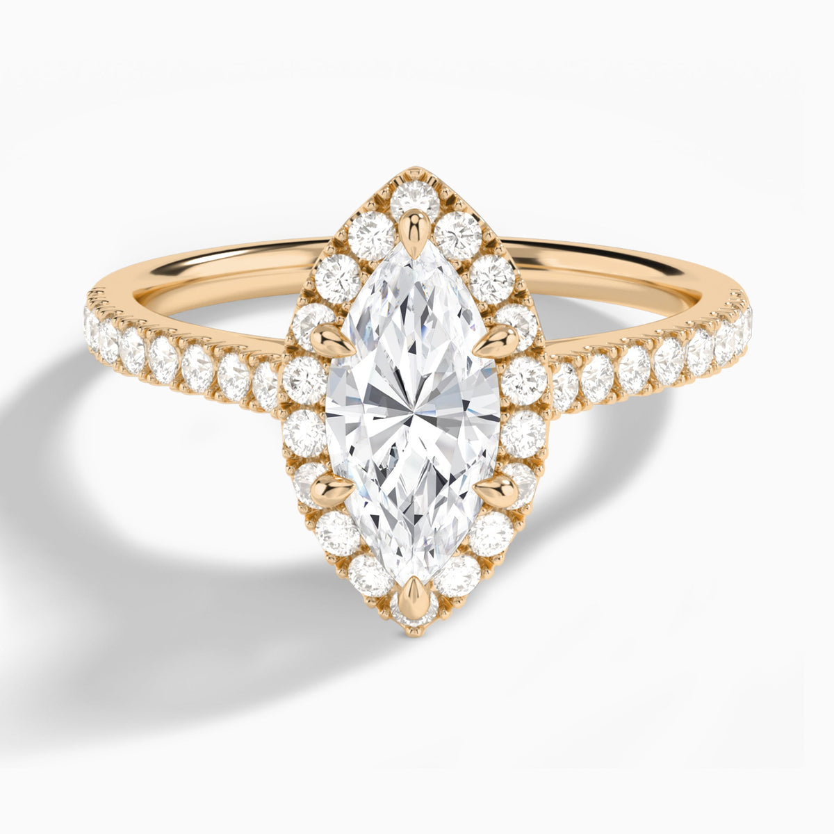 Marquise Gwendolyn Halo Lab Grown Diamond Engagement Ring In 14K Rose Gold - Lucenjuri