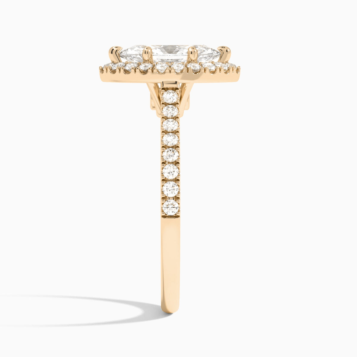 Marquise Gwendolyn Halo Lab Grown Diamond Engagement Ring In 14K Rose Gold, Side View