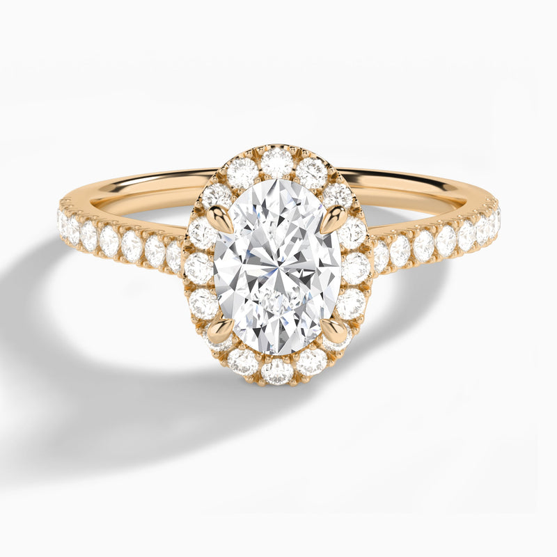 Oval Gwendolyn Halo Lab Grown Diamond Engagement Ring In 14K Rose Gold - Lucenjuri