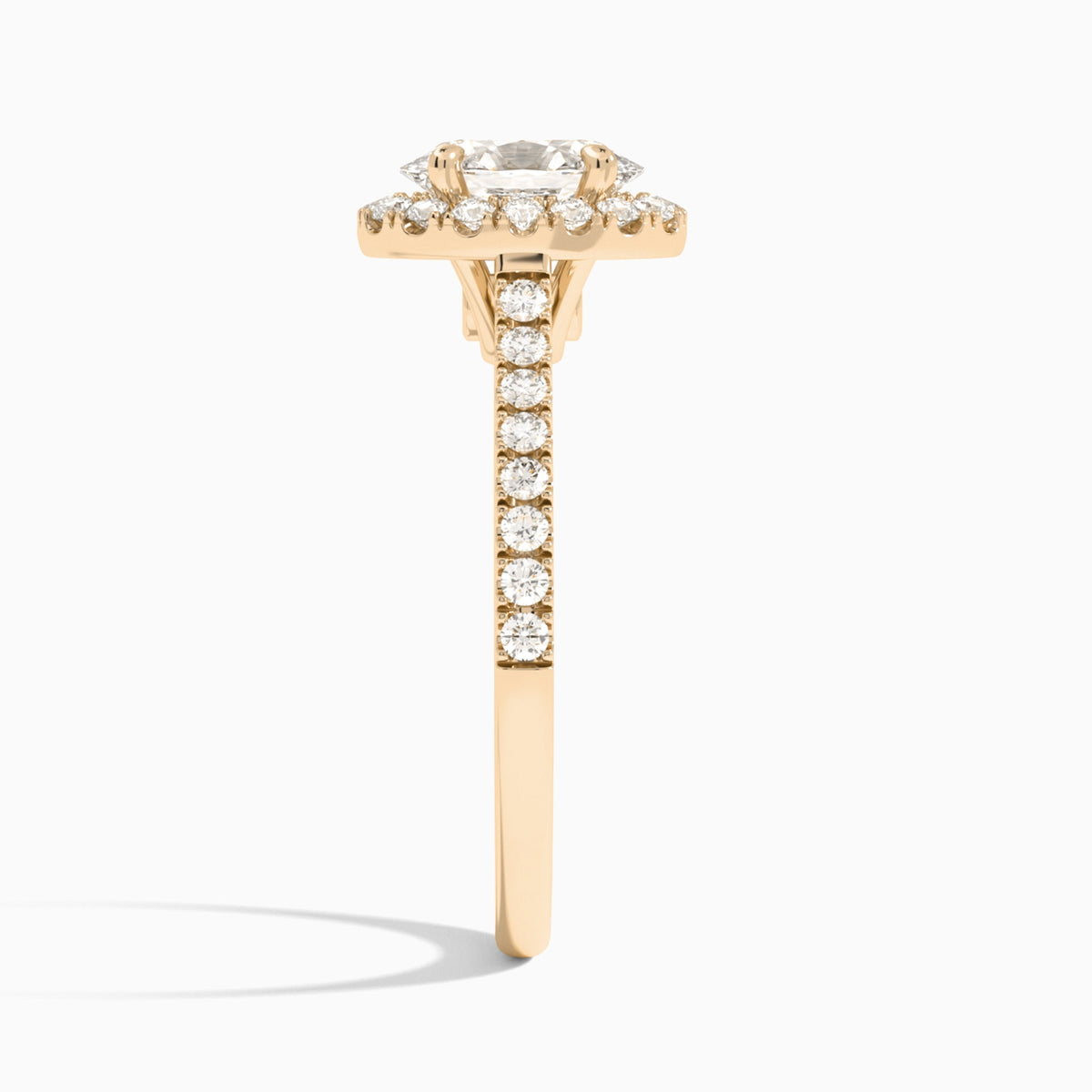 Oval Gwendolyn Halo Lab Grown Diamond Engagement Ring In 14K Rose Gold, Side View