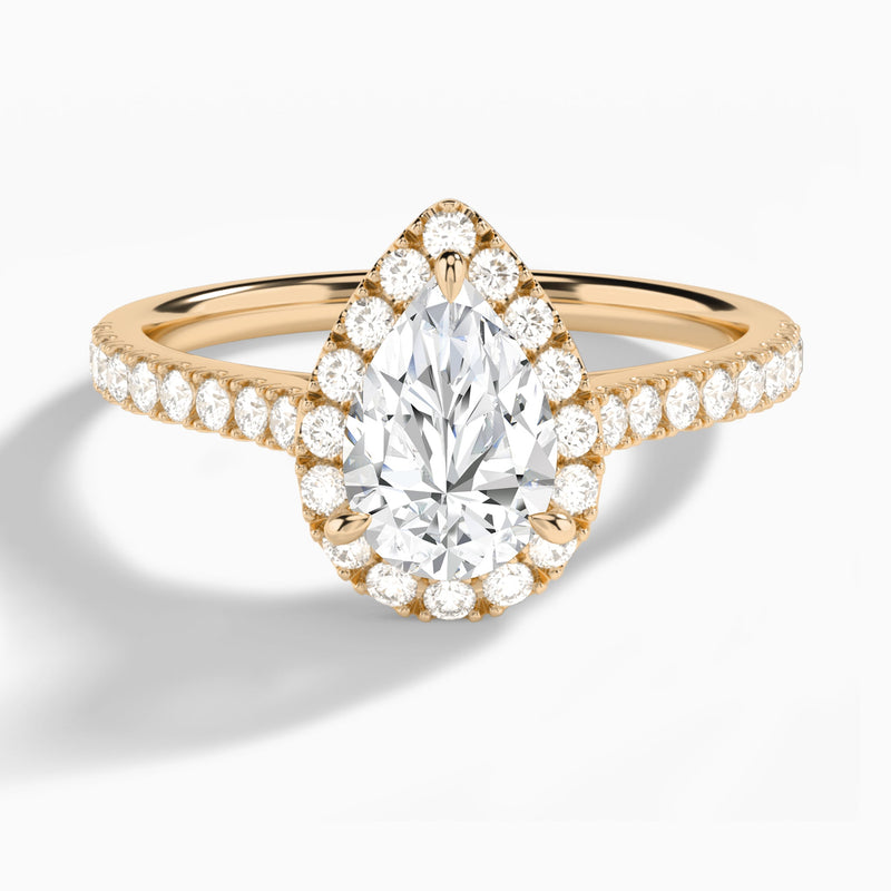 Pear Gwendolyn Halo Lab Grown Diamond Engagement Ring In 14K Rose Gold - Lucenjuri