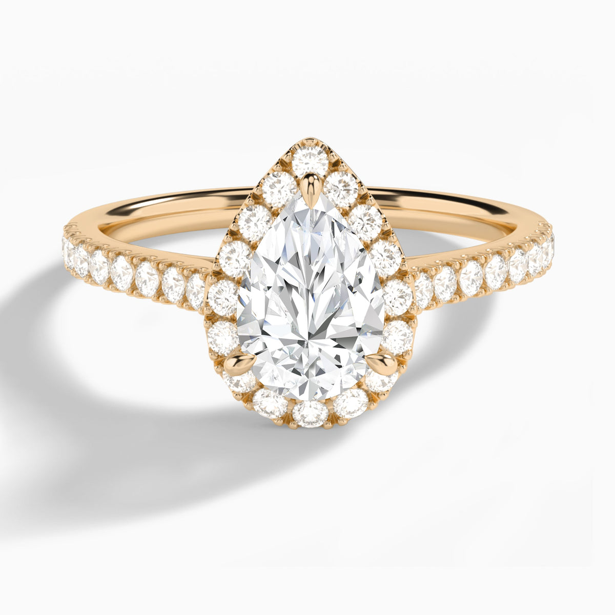 Pear Gwendolyn Halo Lab Grown Diamond Engagement Ring In 14K Rose Gold - Lucenjuri