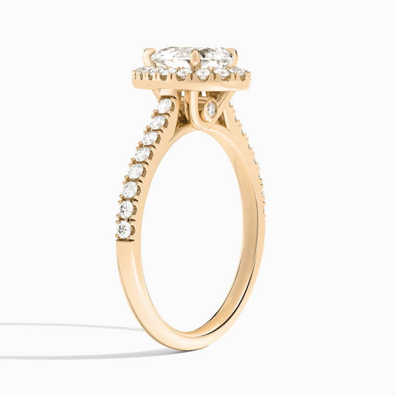 Pear Gwendolyn Halo Lab Grown Diamond Engagement Ring In 14K Rose Gold, Angle View