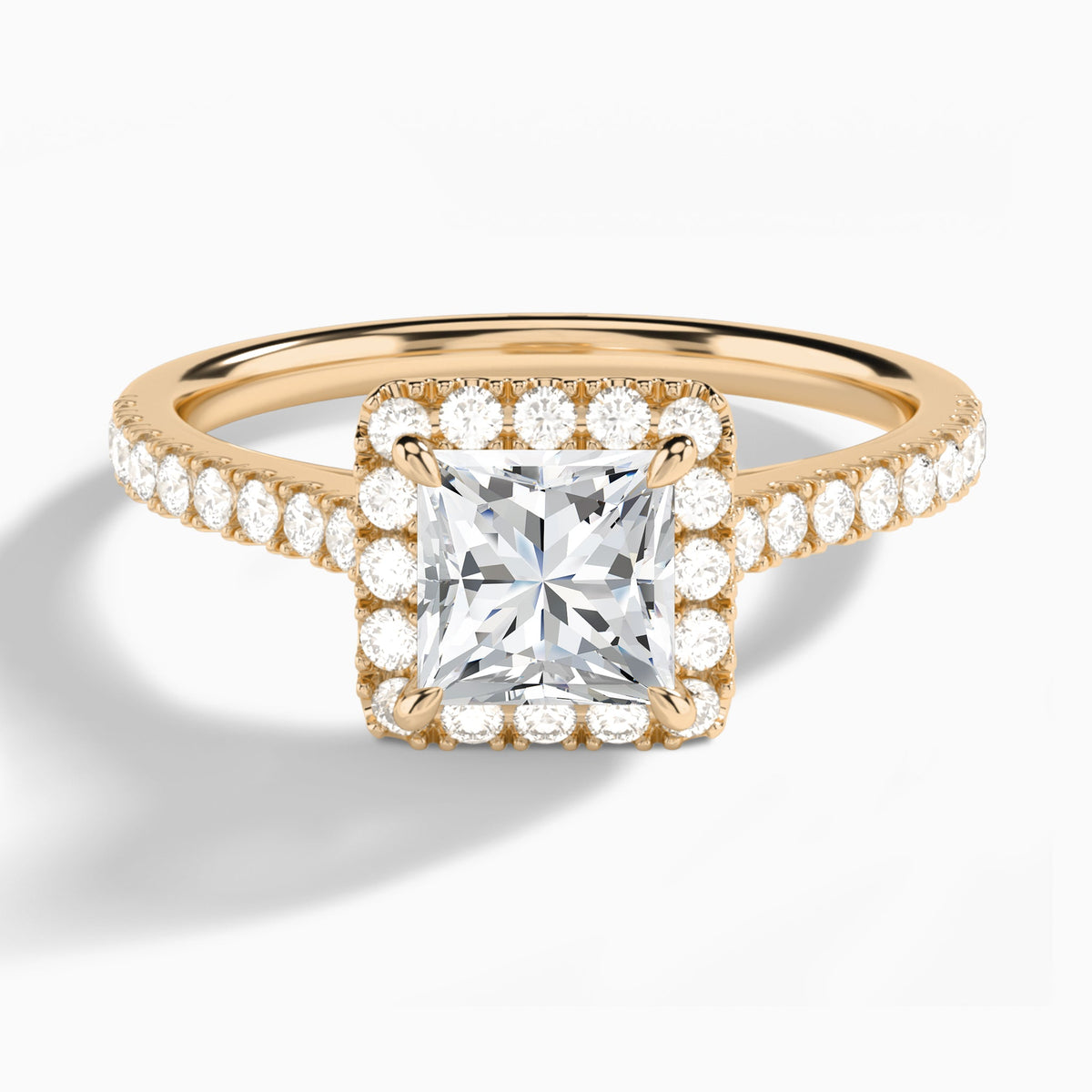Princess Gwendolyn Halo Lab Grown Diamond Engagement Ring In 14K Rose Gold - Lucenjuri