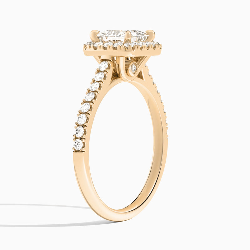 Princess Gwendolyn Halo Lab Grown Diamond Engagement Ring In 14K Rose Gold, Angle View