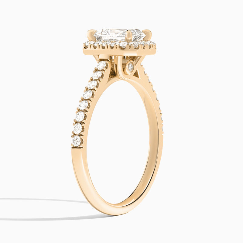 Radiant Gwendolyn Halo Lab Grown Diamond Engagement Ring In 14K Rose Gold, Angle View