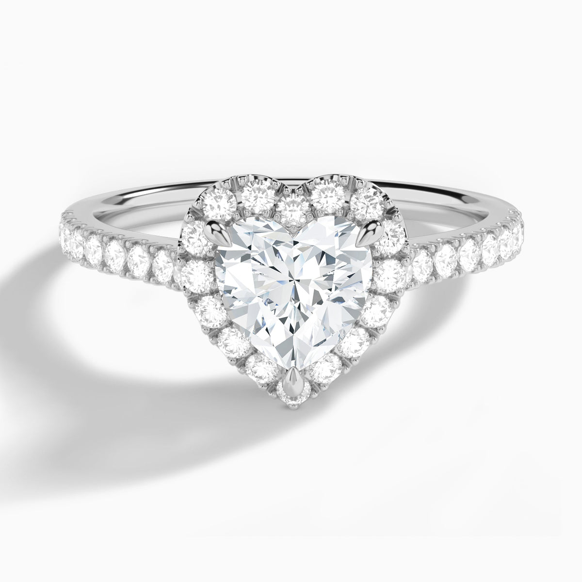 Heart Gwendolyn Halo Lab Diamond Engagement Ring In 14K White Gold - Lucenjuri