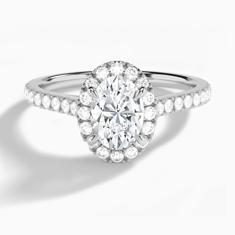 Oval Gwendolyn Halo Lab Diamond Engagement Ring In 18K White Gold - Lucenjuri