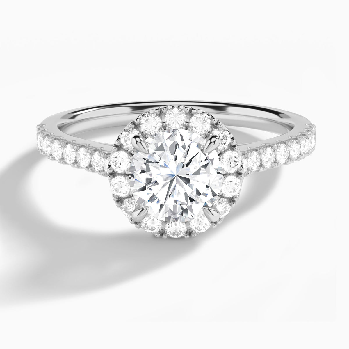 Round Gwendolyn Halo Lab Diamond Engagement Ring In 14K White Gold - Lucenjuri