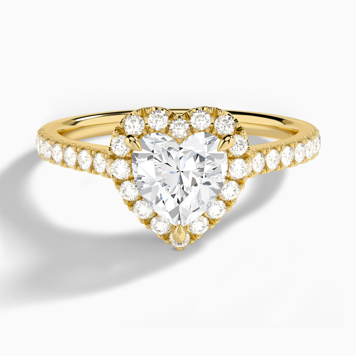 Heart Gwendolyn Halo Lab Diamond Engagement Ring In 18K Yellow Gold - Lucenjuri