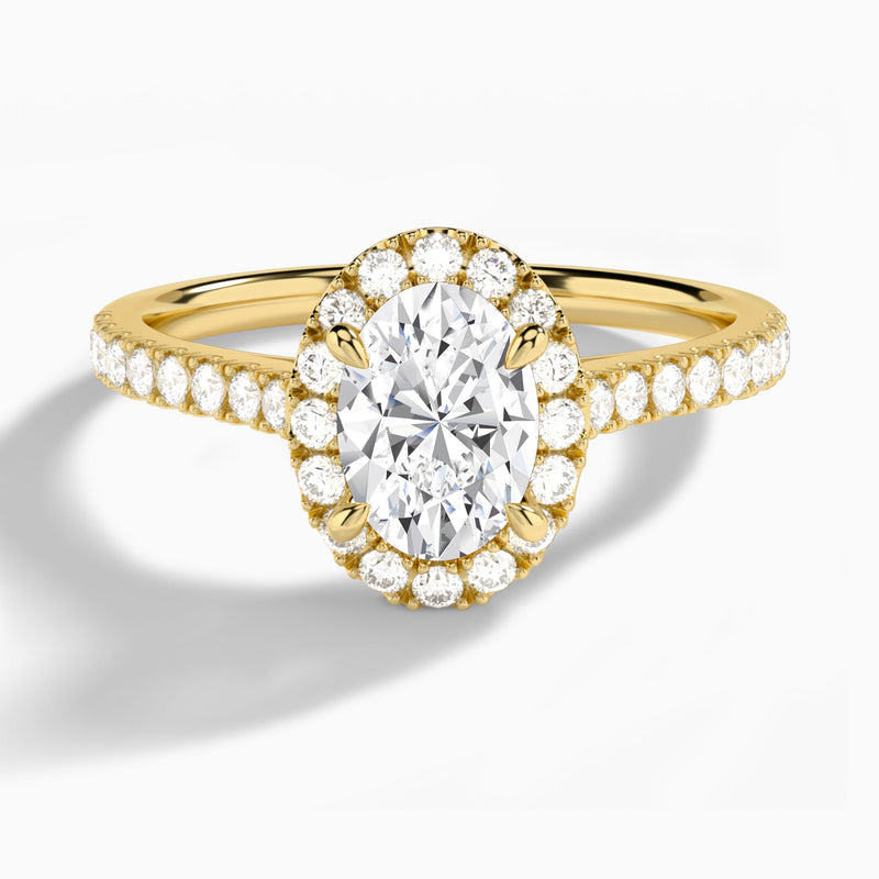 Oval Gwendolyn Halo Lab Diamond Engagement Ring In 18K Yellow Gold - Lucenjuri