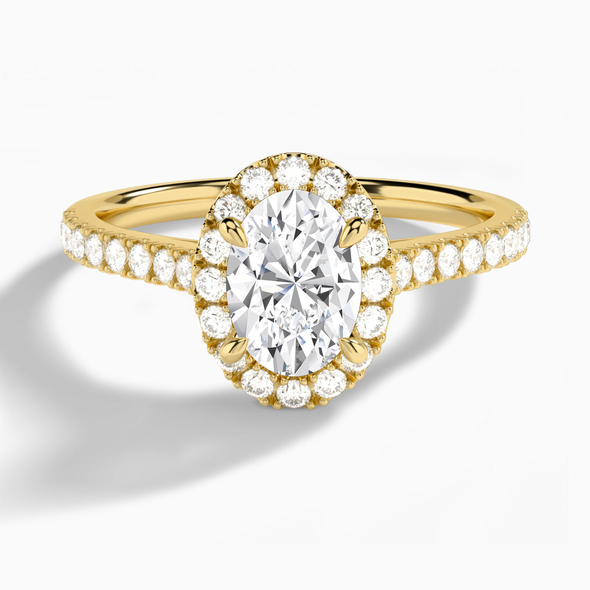 Oval Gwendolyn Halo Lab Diamond Engagement Ring In 14K Yellow Gold - Lucenjuri