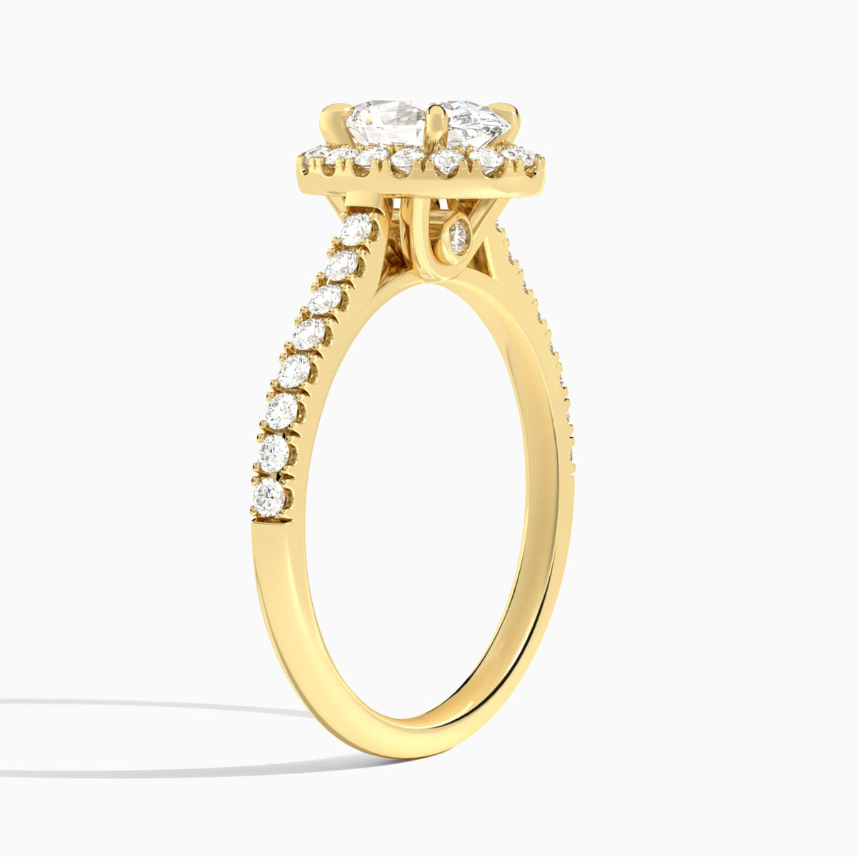 Oval Gwendolyn Halo Lab Diamond Engagement Ring In 14K Yellow Gold, Angle View
