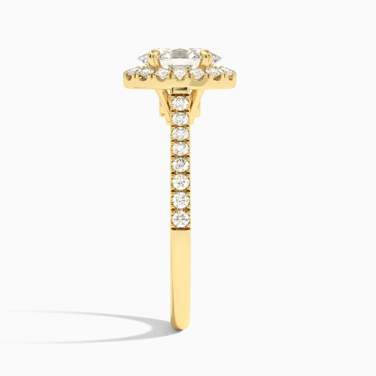 Oval Gwendolyn Halo Lab Diamond Engagement Ring In 14K Yellow Gold, Side View