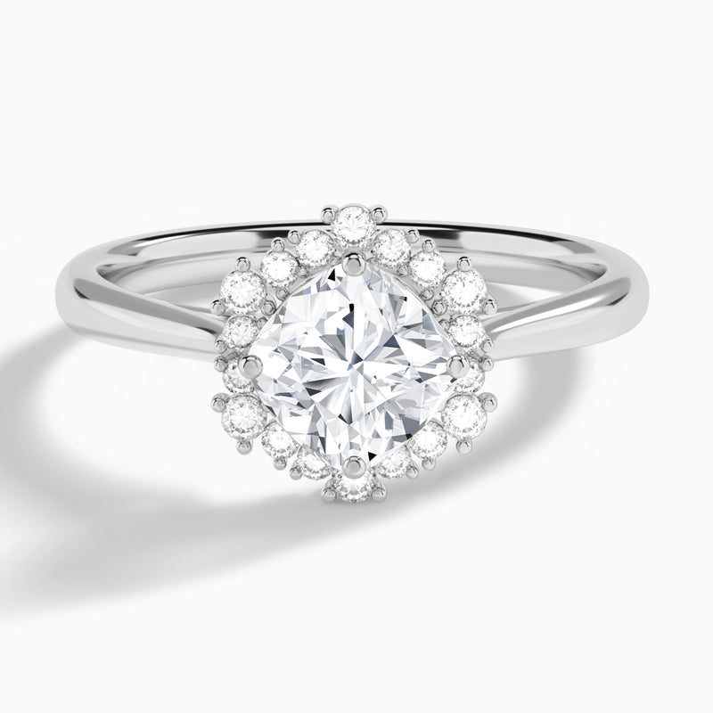 Cushion Flocon de Neige Lab Grown Diamond Engagement Ring In Platinum - Lucenjuri