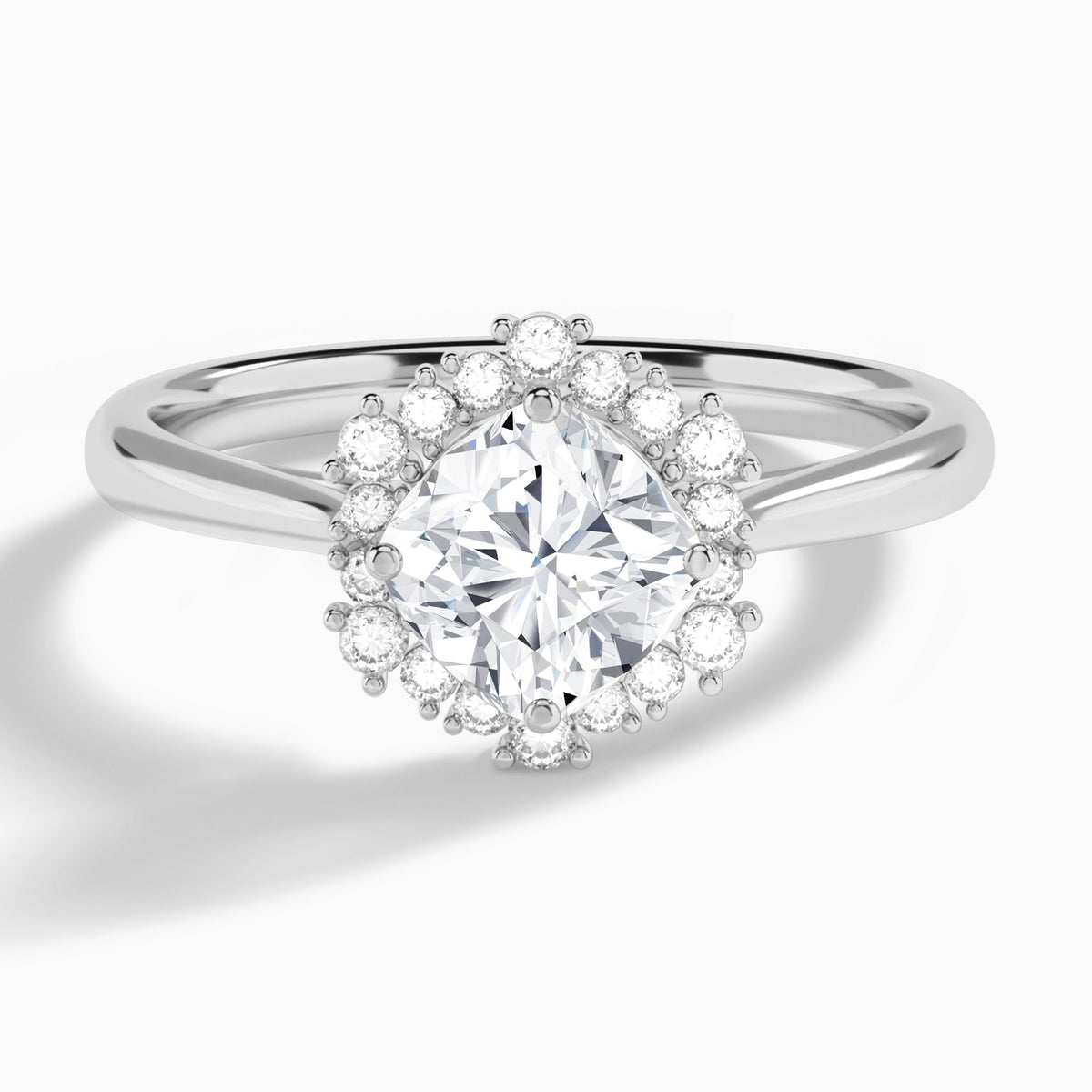 Cushion Flocon de Neige Lab Grown Diamond Engagement Ring In Platinum - Lucenjuri