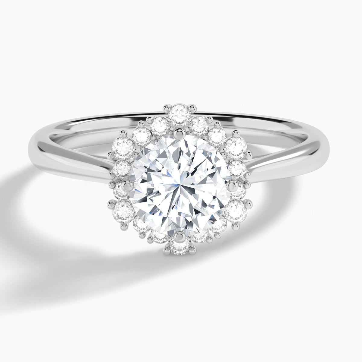 Round Flocon de Neige Lab Grown Diamond Engagement Ring In Platinum - Lucenjuri